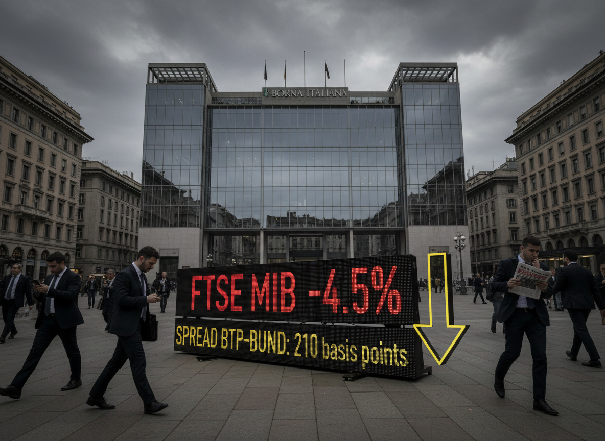 FTSE MIB sotto pressione: lo spread sale mentre il listino milanese sprofonda