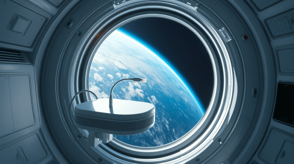 Wi-Fi spaziale: perché i test sulla ISS possono far risparmiare sulle bollette di rete Access point Wi-Fi enterprise in orbita sulla Terra all'interno di un modulo spaziale, connettività spaziale e robustezza hardware