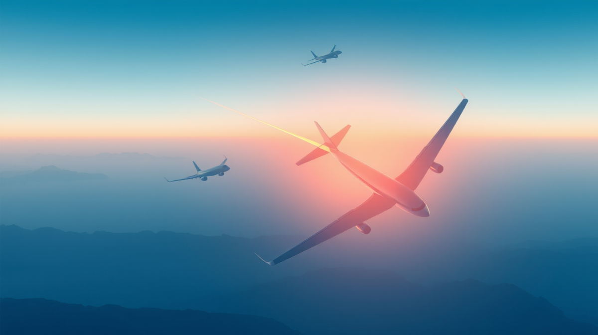 Accordo aereo Turchia-Kazakistan: cosa cambia per famiglie e lavoratori Aereo commerciale in volo con rotta luminosa che connette due regioni, simbolo di accordi internazionali sul trasporto aereo